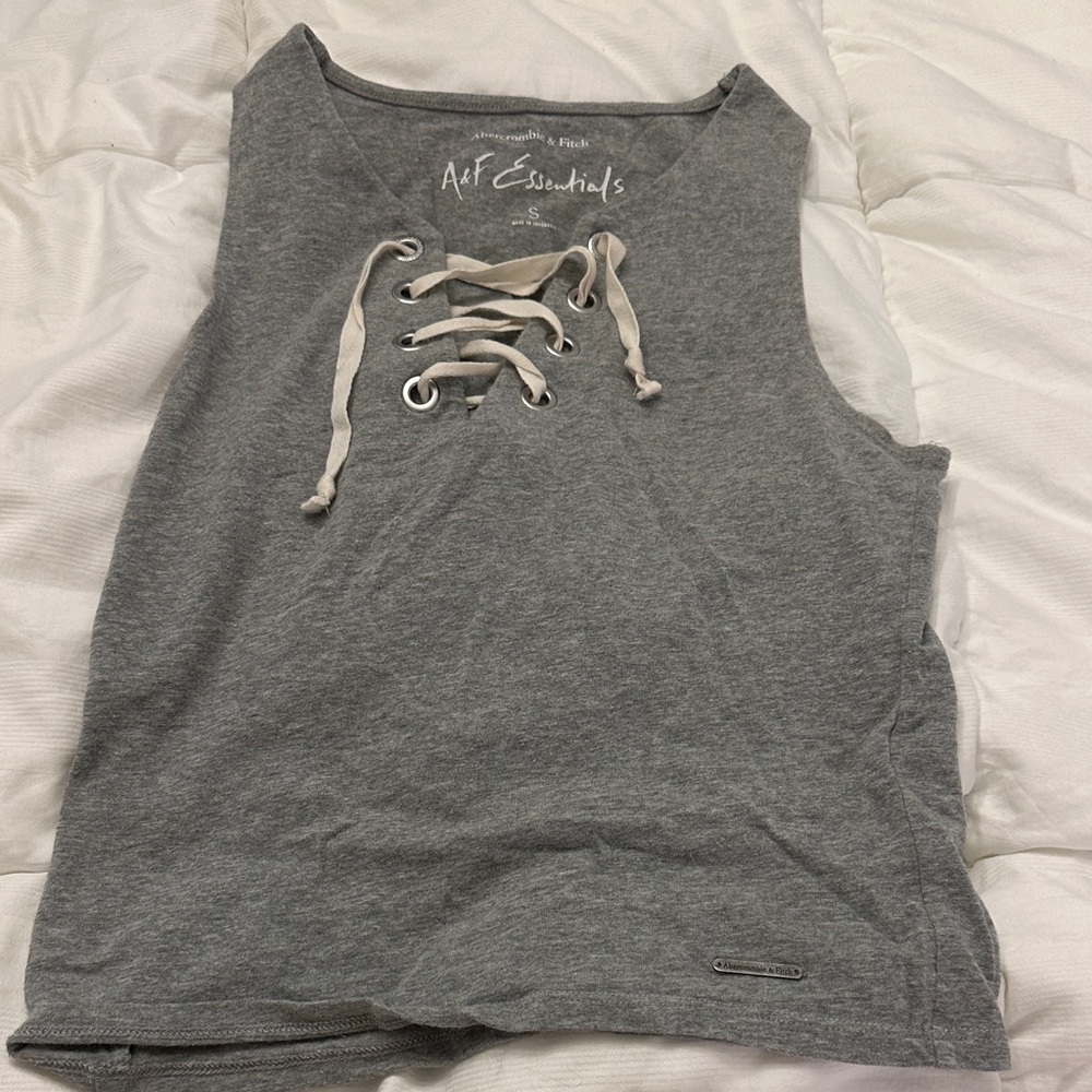 Essentials Charcoal Lace-Up Tank Top